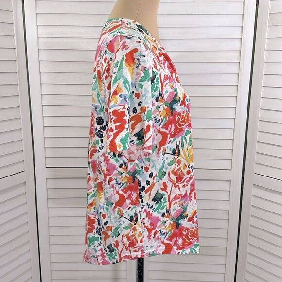 Chico's Abstract Notch Neck Tee Size 2 (12) Like New - Picture 7 of 15